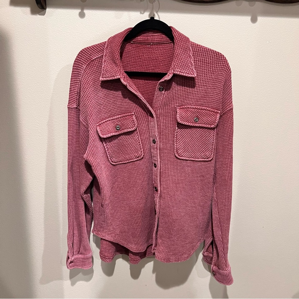 Pink Waffle Shacket